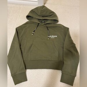 Balmain Khaki Sweatshirt with Logo Detail